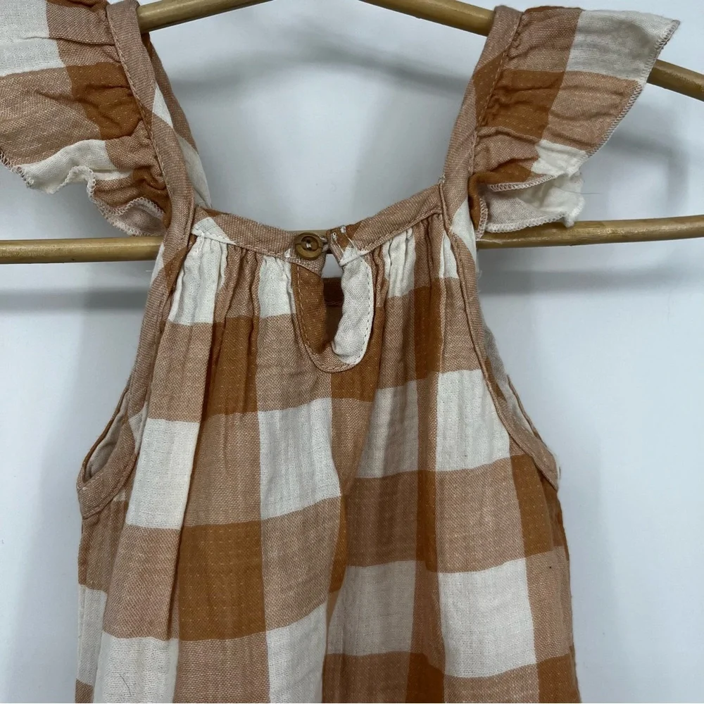 Búho Girls Caramel Gingham Dress NWT 3Y